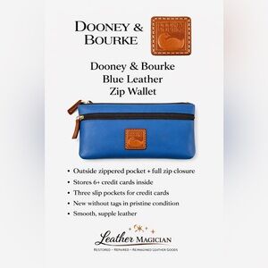 Dooney & Bourke Blue and Tan Leather Wallet- NWOT